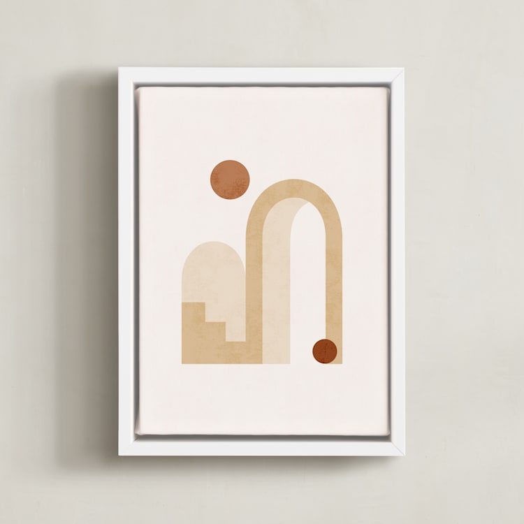 "Rustic Geometry 3" - Art Print in Terracotta by Iveta Angelova - Framed Canvas