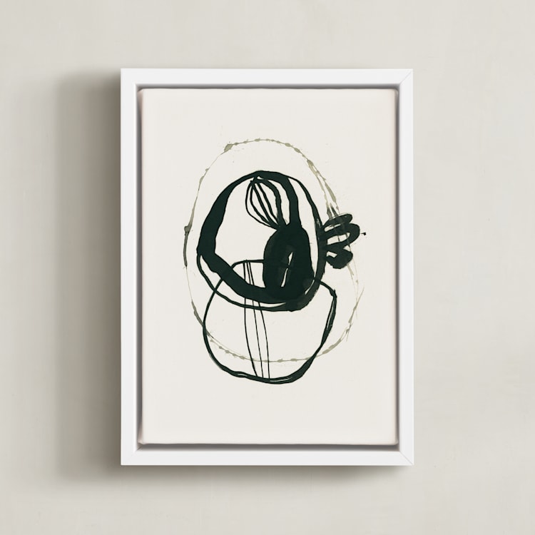 "Black 03" - Art Print in black, white, beige by Catilustre - Framed Canvas