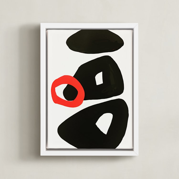 "Red Circle" - Art Print in Ripe Tomato Red by Deborah Velasquez - Framed Canvas