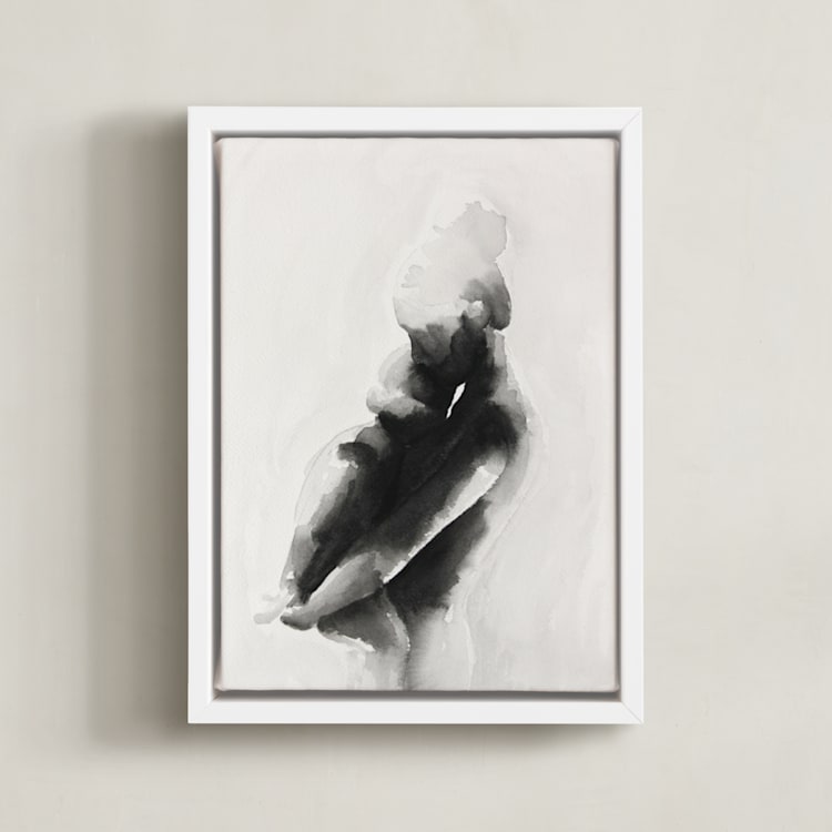"mother embrace" - Art Print in Black by Kate Ahn - Framed Canvas