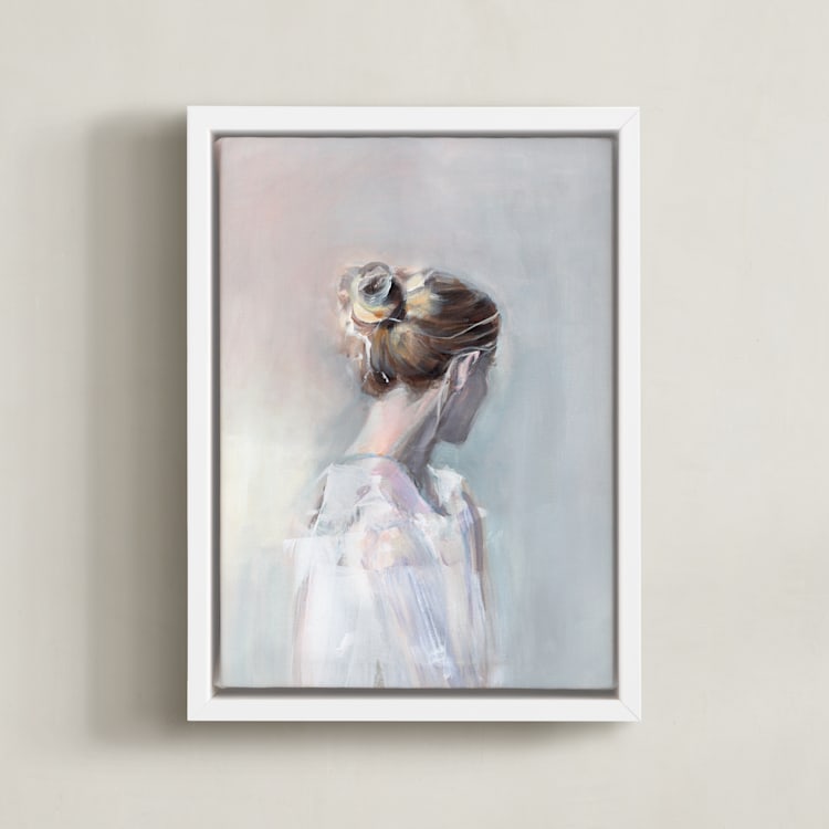 "Linger" - Art Print in soft pastel by Sarah McInroe - Framed Canvas