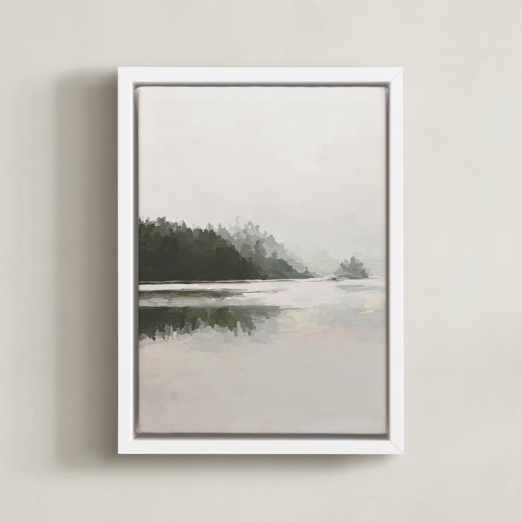"LakeView II" - Art Print in Misty Grey by Amy Hall - Framed Canvas