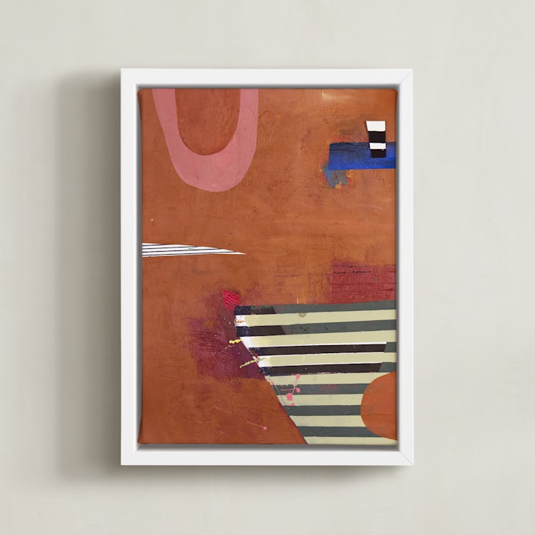 "BURNT SIENNA & BARK" - Art Print in red wine by Keren Toledano - Framed Canvas