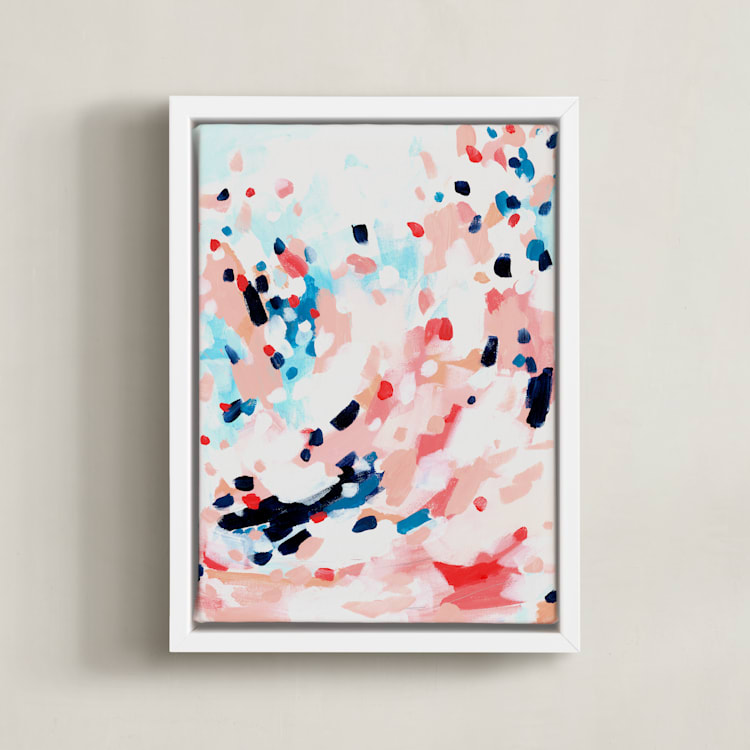 "Grapefruity Too" - Art Print in Coral by Katie Craig - Framed Canvas