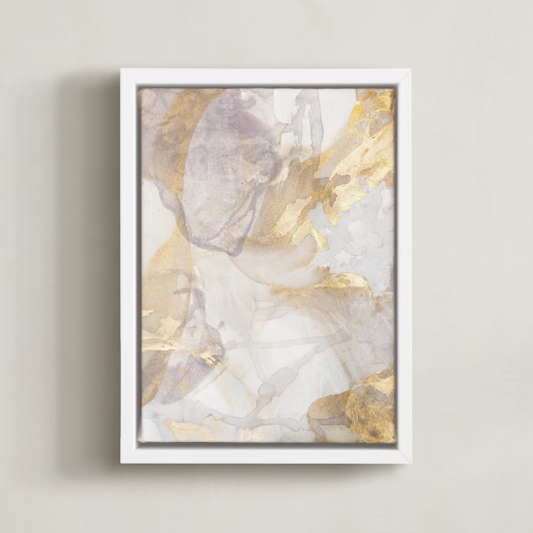 "Soft Shimmer No. 2" - Art Print in Soft Lavender Gold by Julia Contacessi - Framed Canvas