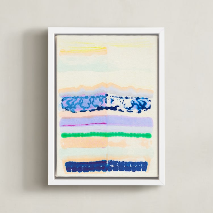 "Happy Inside" - Art Print in Apricot Sunshine by HAPI ART - Framed Canvas