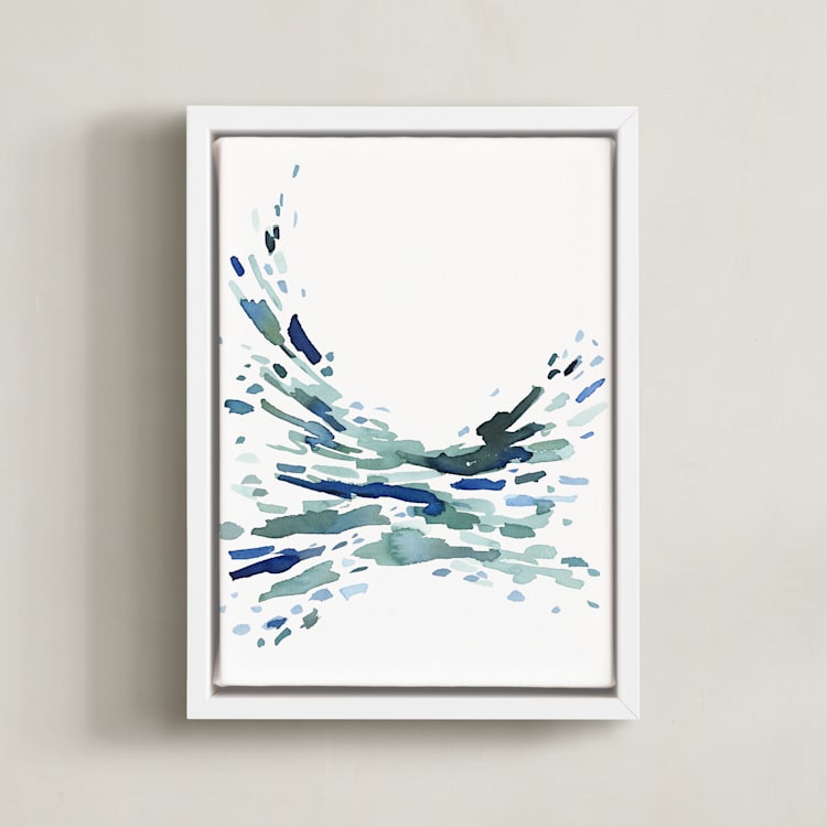 "Softly Swept" - Art Print in Green Blue by Katie Craig - Framed Canvas