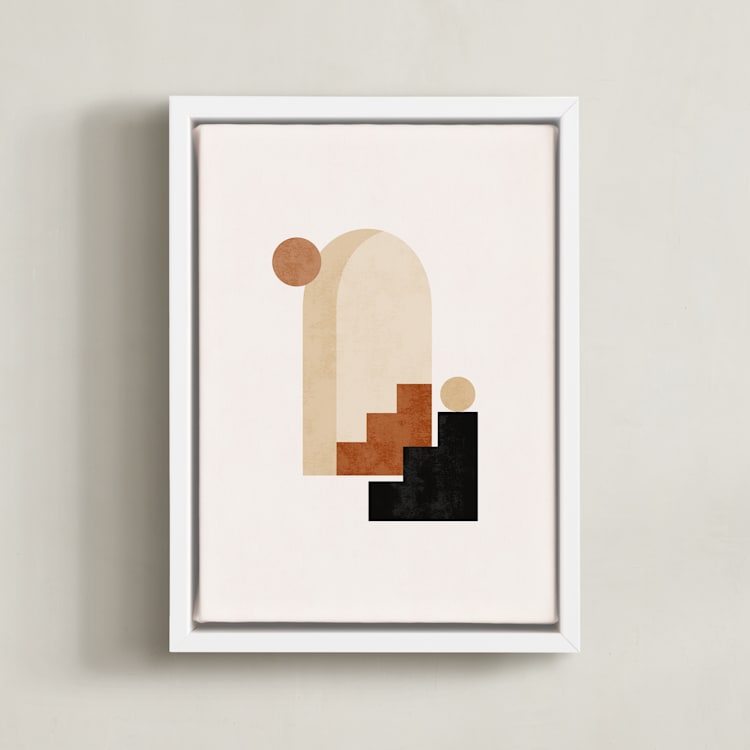 "Rustic Geometry 1" - Art Print in Terracotta by Iveta Angelova - Framed Canvas
