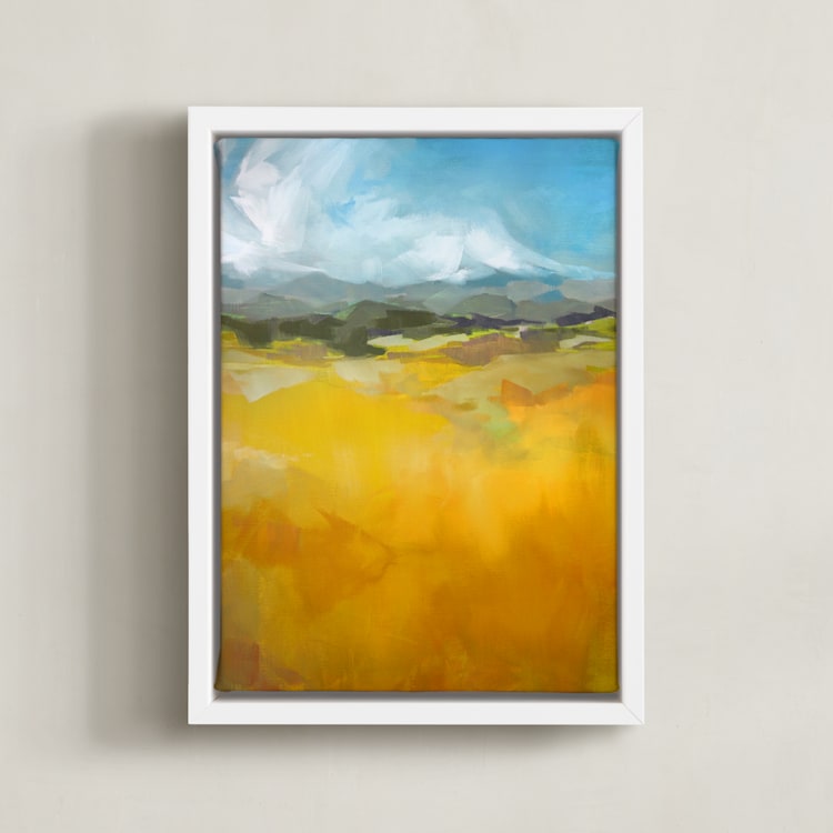 "Head for the Hills" - Art Print in Ochre by Jess Franks - Framed Canvas