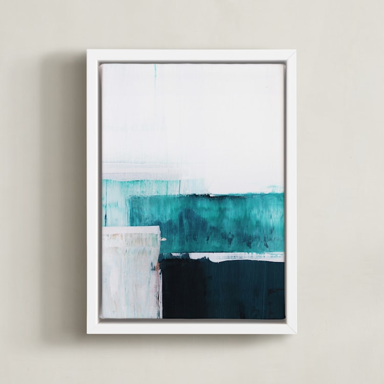 "Seawall" - Art Print in Surf by Karen Kaul - Framed Canvas