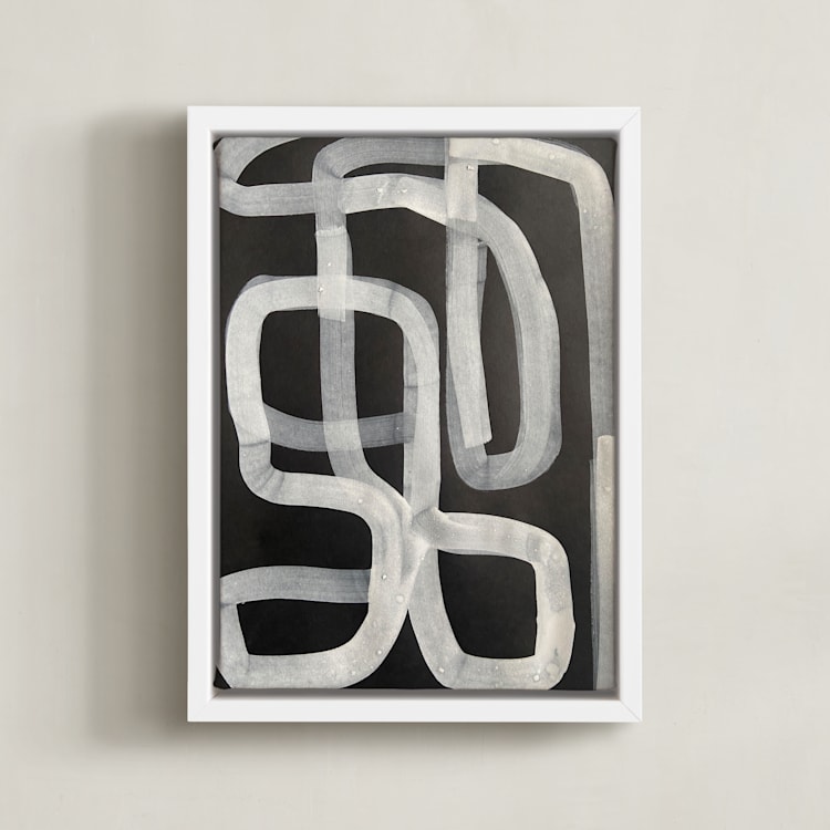 "A Twist, A Turn, A Path" - Art Print in Charcoal by Deborah Velasquez - Framed Canvas