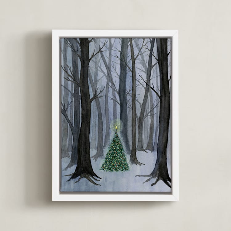 "Silent Night Woods" - Art Print in Winter by Karina Racz - Framed Canvas