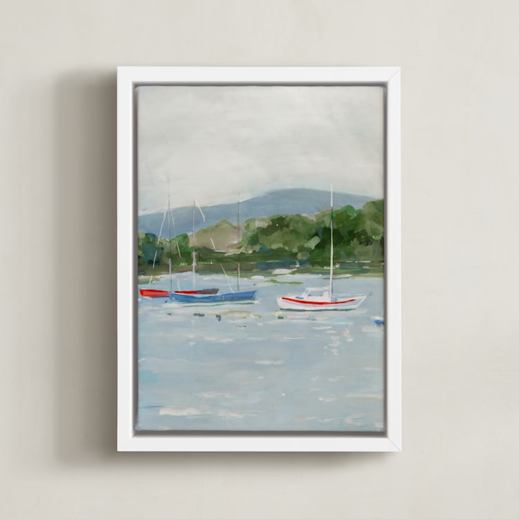 "Coastal Calm" - Art Print in Sea blue by Arohika Verma - Framed Canvas
