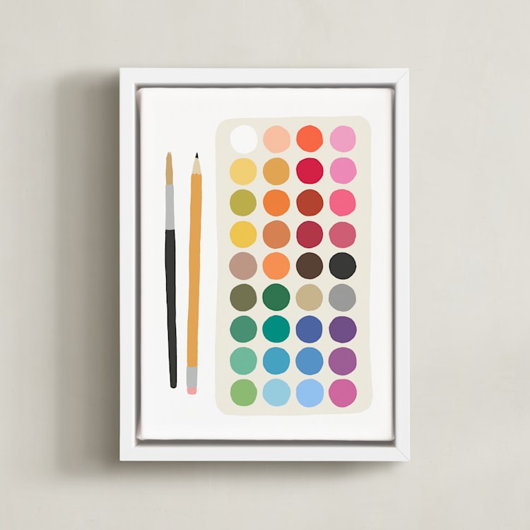 "Art Class" - Art Print in Rainbow by Kelly Watkins - Framed Canvas
