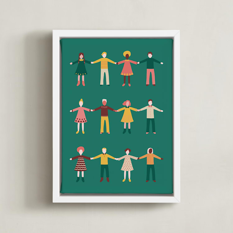 "Happy People" - Art Print in Forest by Nieves Herranz - Framed Canvas