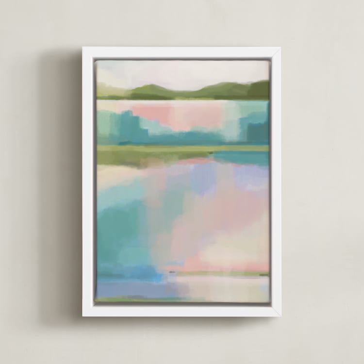 "Taffy Waterfall" - Art Print in Taffy Pink by AlisonJerry - Framed Canvas