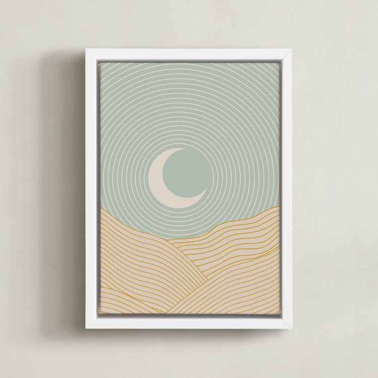 "Sun and Moon II" - Art Print in Duck Egg Blue by Zani van Zyl - Framed Canvas