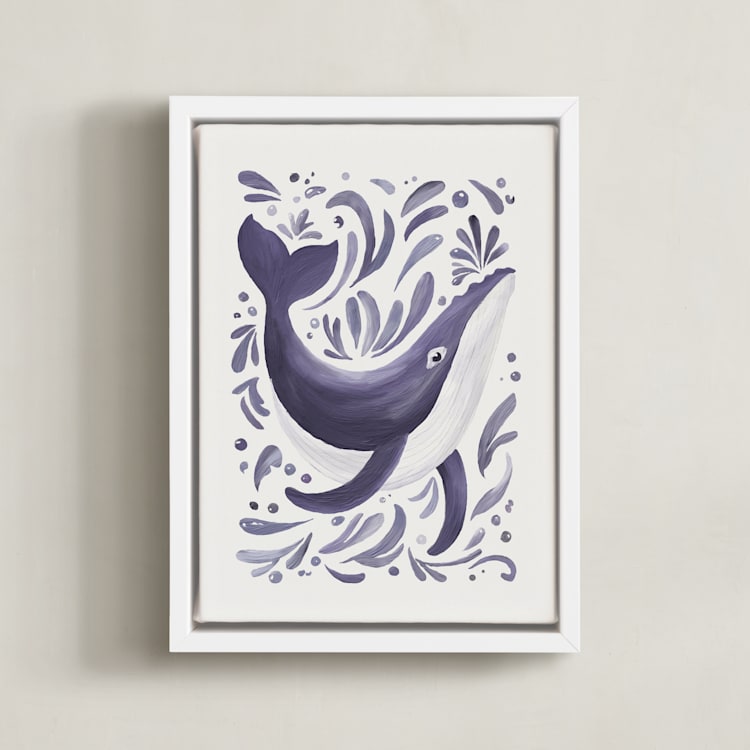 "Sea Spirits 3" - Art Print in Purple by Corrina Reid - Framed Canvas