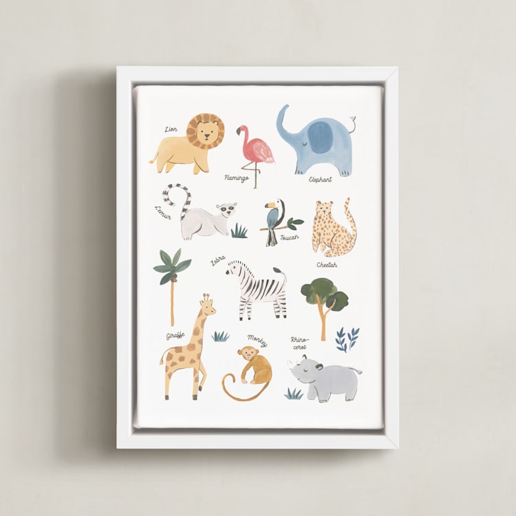 "Safari Friends 1" - Art Print in Safari by Teju Reval - Framed Canvas