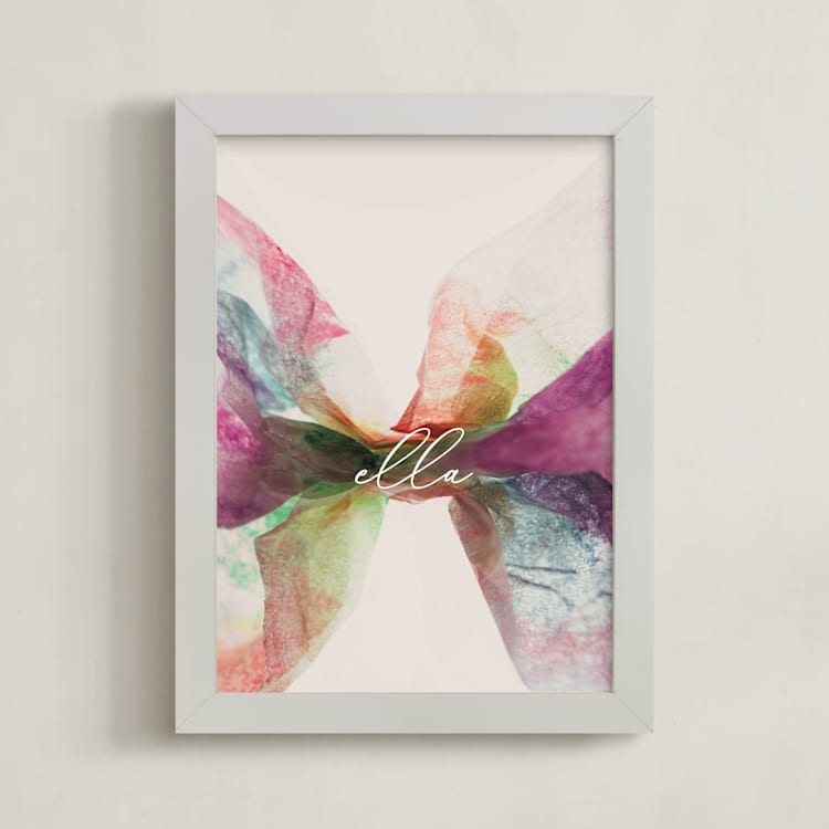 "Spread Your Wings" - Personalized Art Print in Tangerine by Karen Kardatzke - Framed