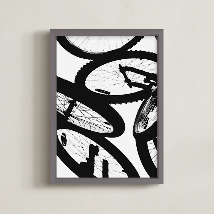 "Shadow Cycle" - Art Print in Tire by Beth Murphy - Framed