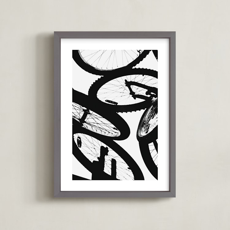 "Shadow Cycle" - Art Print in Tire by Beth Murphy - Framed