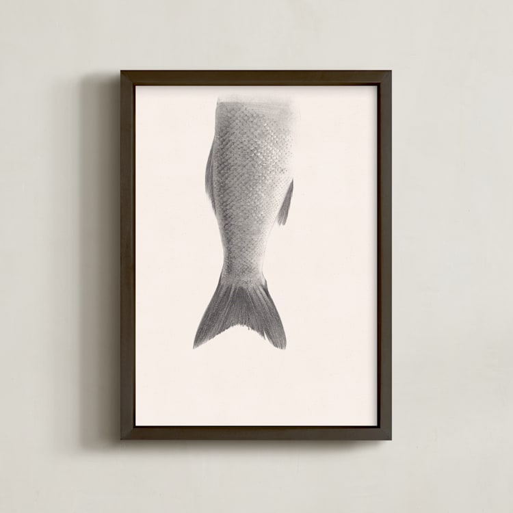 "Fin" - Art Print in Linen White by jinseikou - Framed