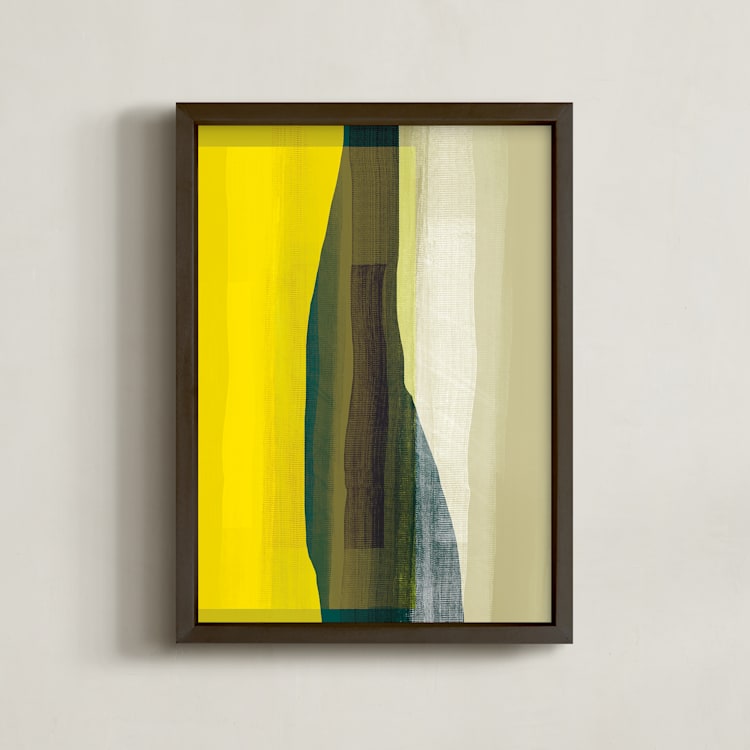 "Green Bottle Abstract" - Art Print in emerald green by Debra Pruskowski - Framed