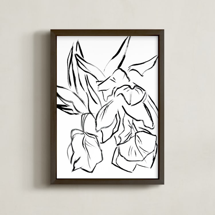 "Parrot Tulips" - Art Print in Black by Lynne Millar - Framed