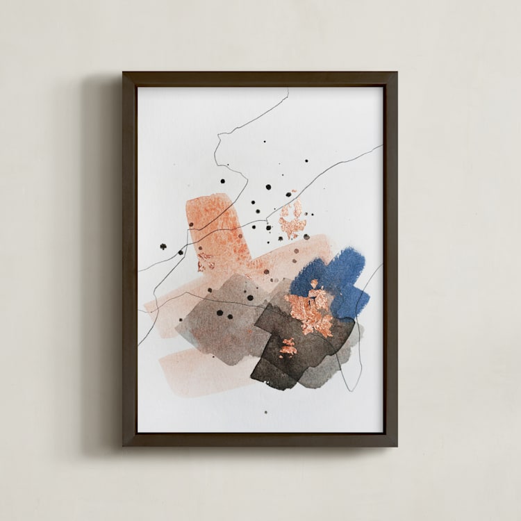 "Divide #1" - Art Print in Pacific Blue by Christine Olmstead - Framed
