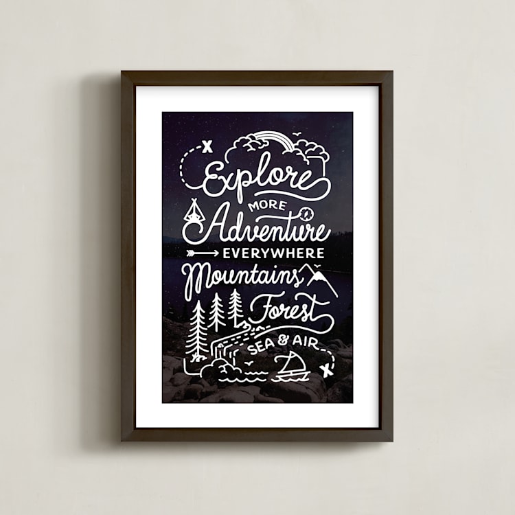 "Explore More" - Art Print in Dusk by Dawn Jasper - Framed