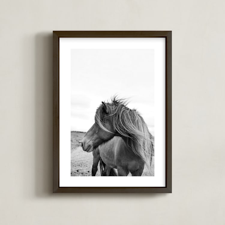 "A Horse and the Wind" - Art Print in Icland wind by Ilze Lucero - Framed