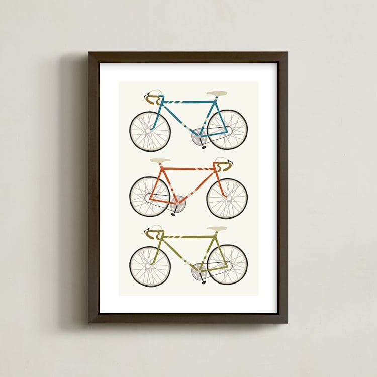 "vintage bike" - Art Print in Linen by Daily Design Co - Framed