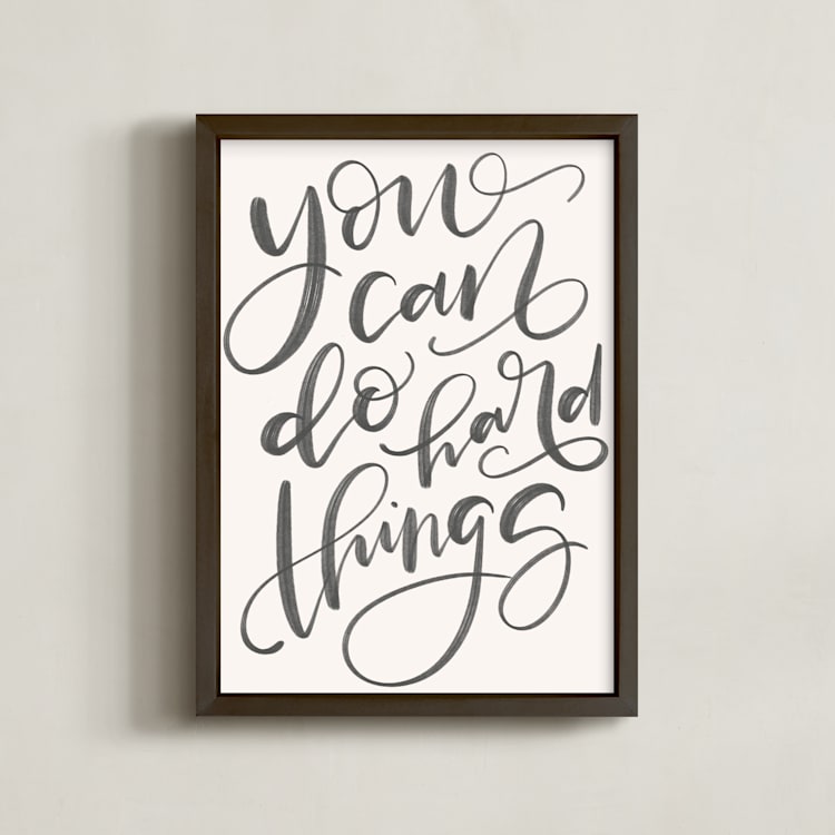 "You Can Do Hard Things" - Art Print in Blush by Amy Payne - Framed