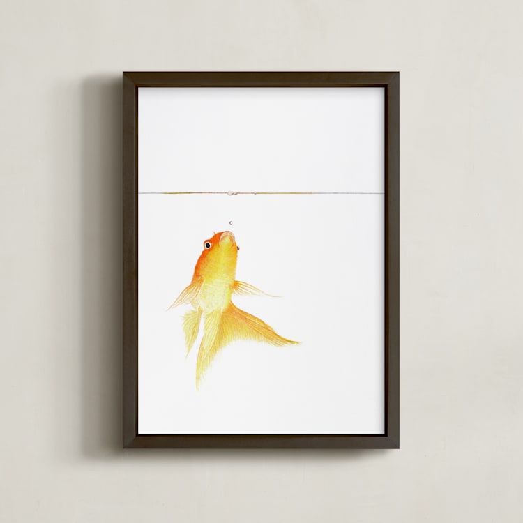 "Aquatic High Jump 1 of 3" - Art Print in carrot peel by Deborah Chou - Framed