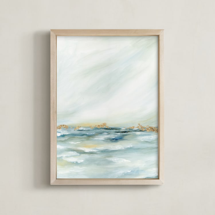 "Shimmering Coast II" - Art Print in Azure by Nicoletta Savod - Framed