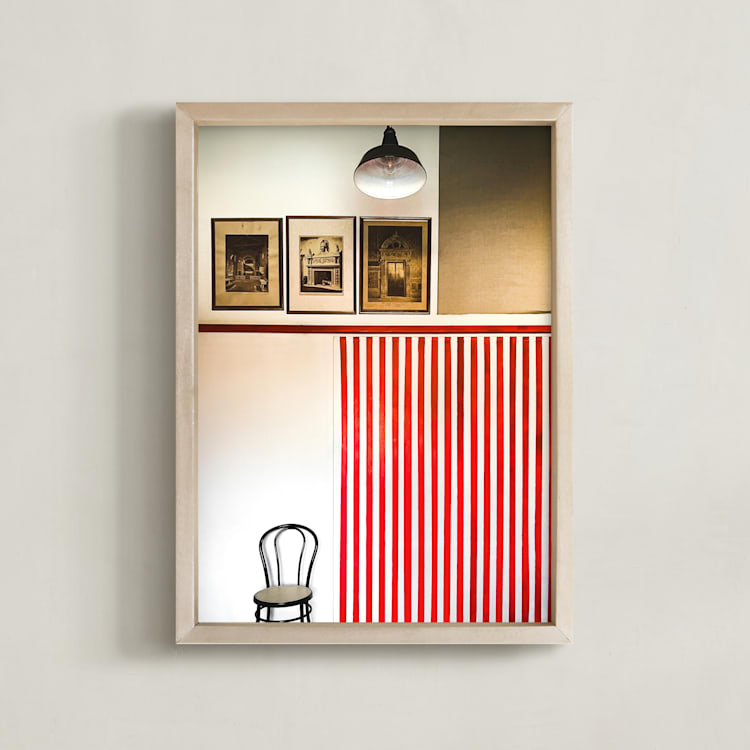 "Rustic Geometry" - Art Print in Brick Red by Sadye Sagov - Framed