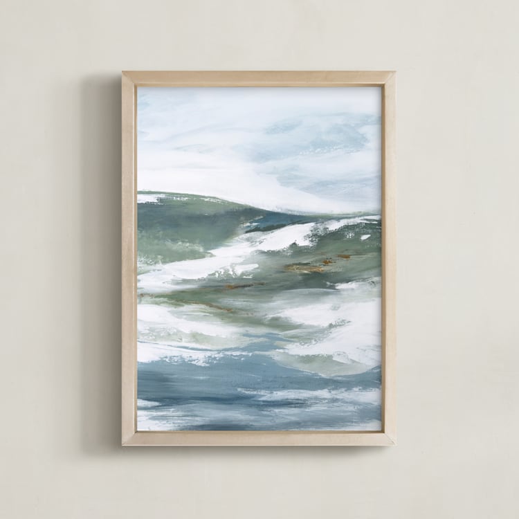 "Spring Freshet" - Art Print in Smokey Blue by Karen Kaul - Framed