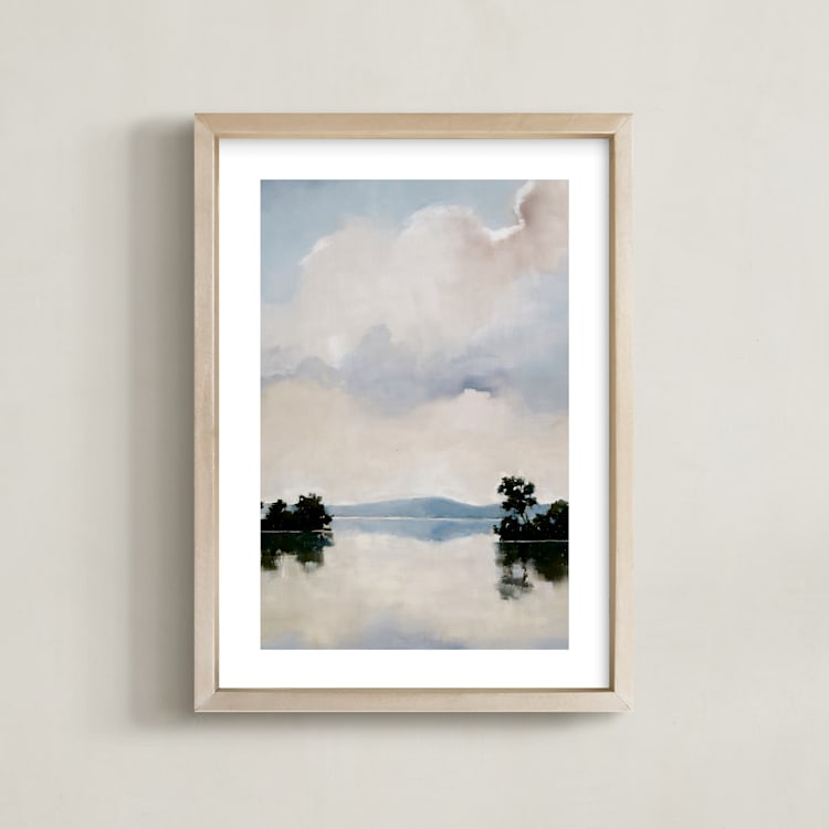 "Deep Reflection" - Art Print in Serene Neutral by Stephanie Goos Johnson - Framed
