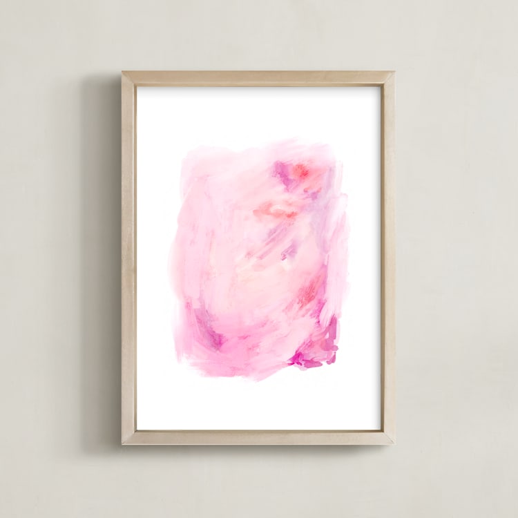 "Deconstructed Peonies" - Art Print in Passion Pink by Britt Mills - Framed