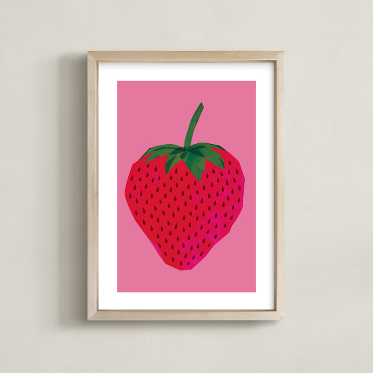"strawberry" - Art Print in Pink by Shari Margolin - Framed