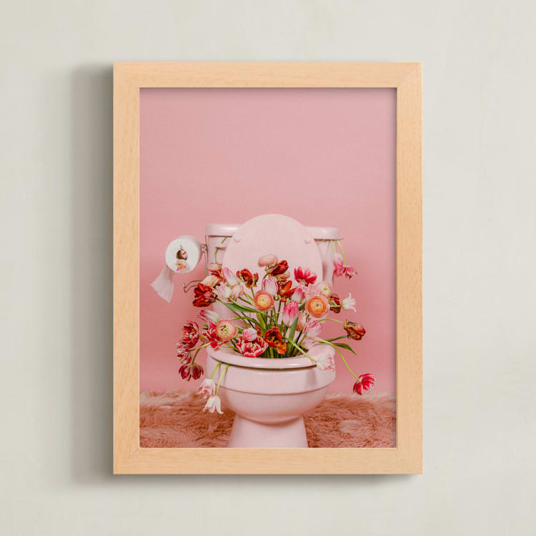 "Fertile Blooms" - Art Print in Tulip Field Pink by Theresa Bear - Framed