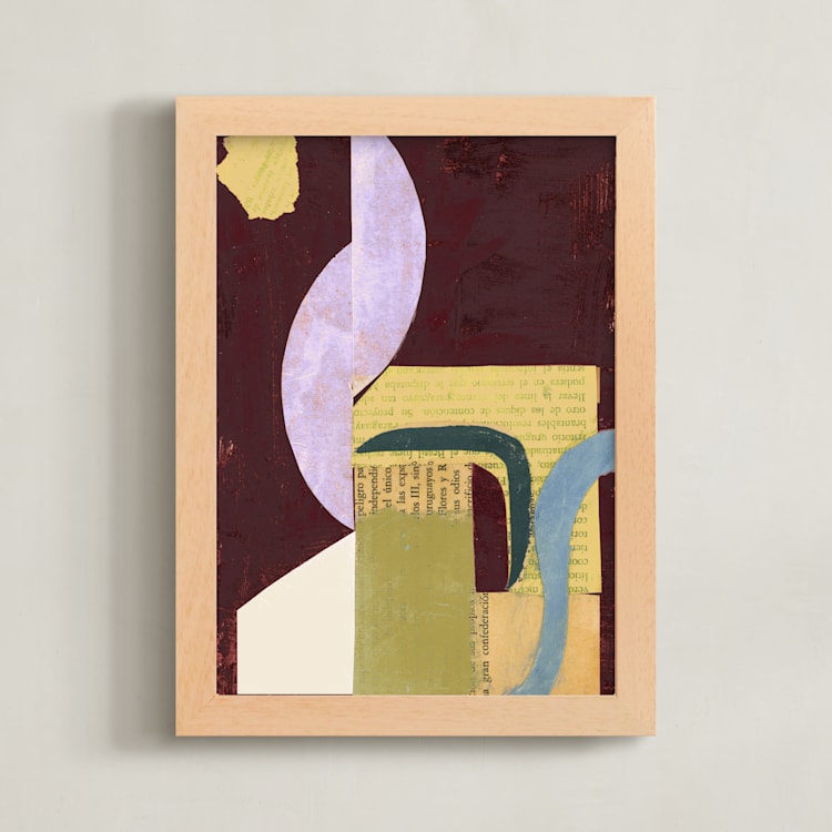 "Urban Landscape" - Art Print in Burgundy Earth by Bethania Lima - Framed