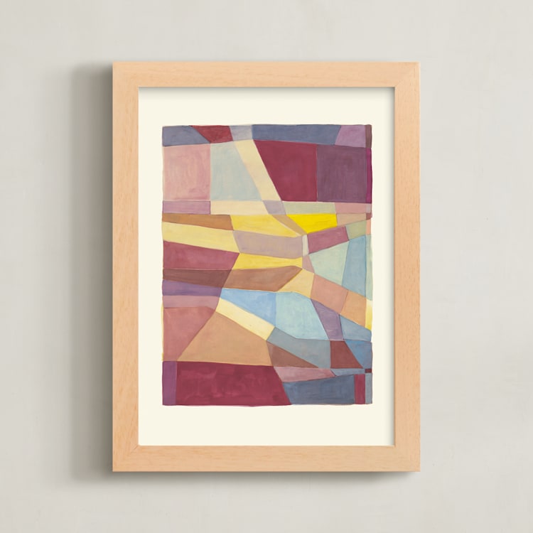 "Globe plot" - Art Print in Peach by Catilustre - Framed