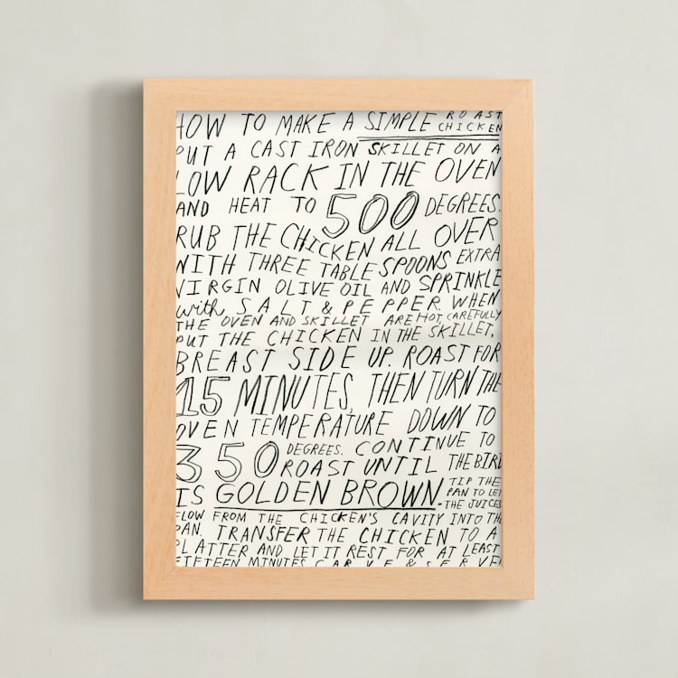 "Roast Chicken" - Art Print in Cream by Elliot Stokes - Framed