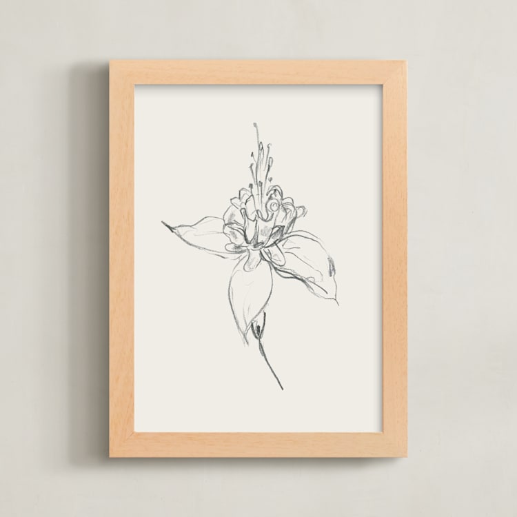"Fuchsia 1 of 2 Diptych" - Art Print in Off White / Black by Miranda Mol - Framed