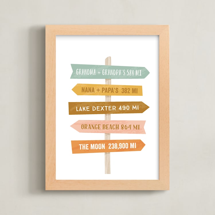 "Near or Far" - Personalized Art Print in Sunset by Laura Hankins - Framed