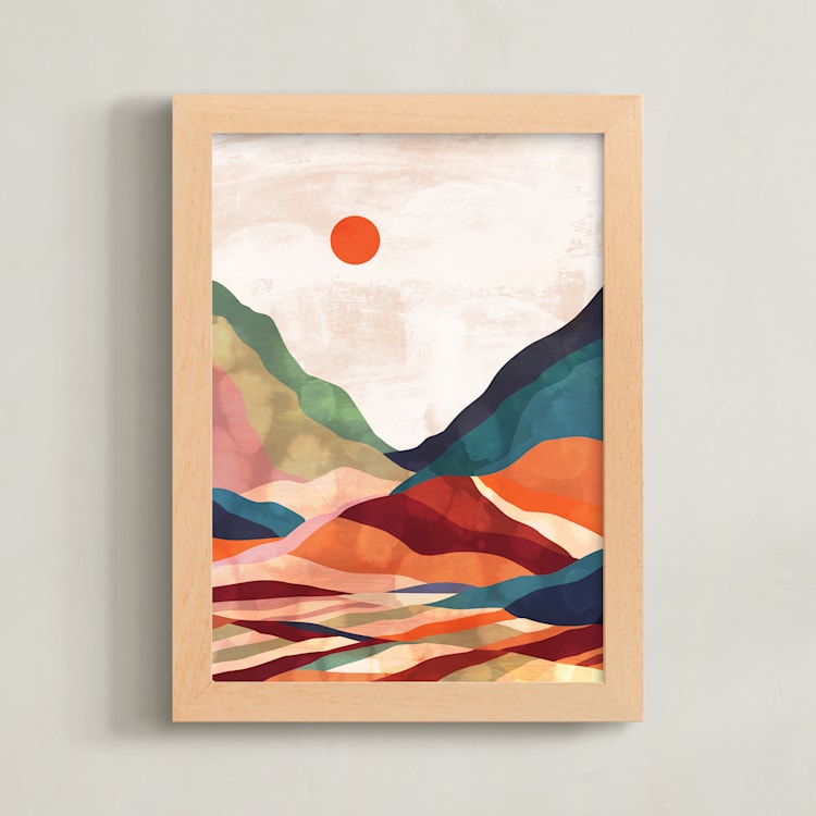"Autumn landscape" - Art Print in Burned orange by Mojca Dolinar - Framed