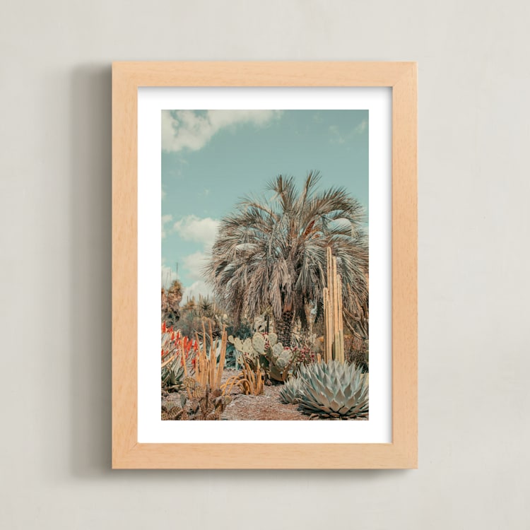 "Cali Cacti" - Art Print in Powder Blue by Irene Suchocki - Framed