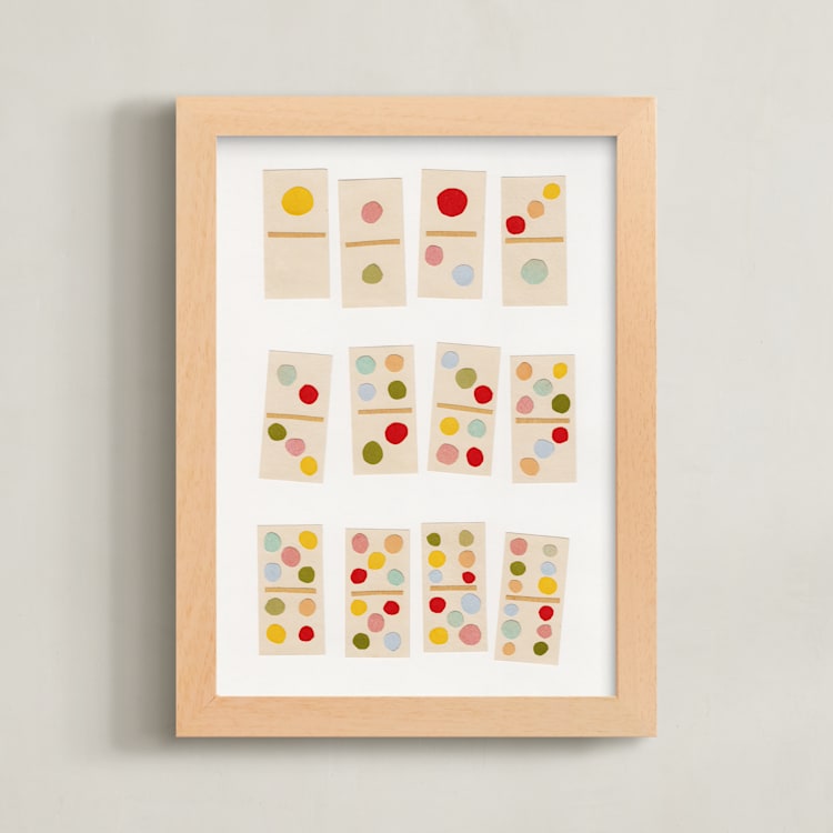 "Playful Dominoes" - Art Print in Sherbet by Alisa Galitsyna - Framed